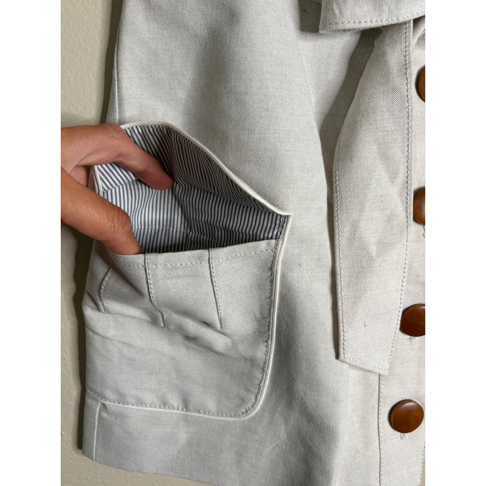 J.Crew Mini Skirt Women 8 Beige Cotton Linen Button Front Cargo Utility Earthy - Picture 3 of 10